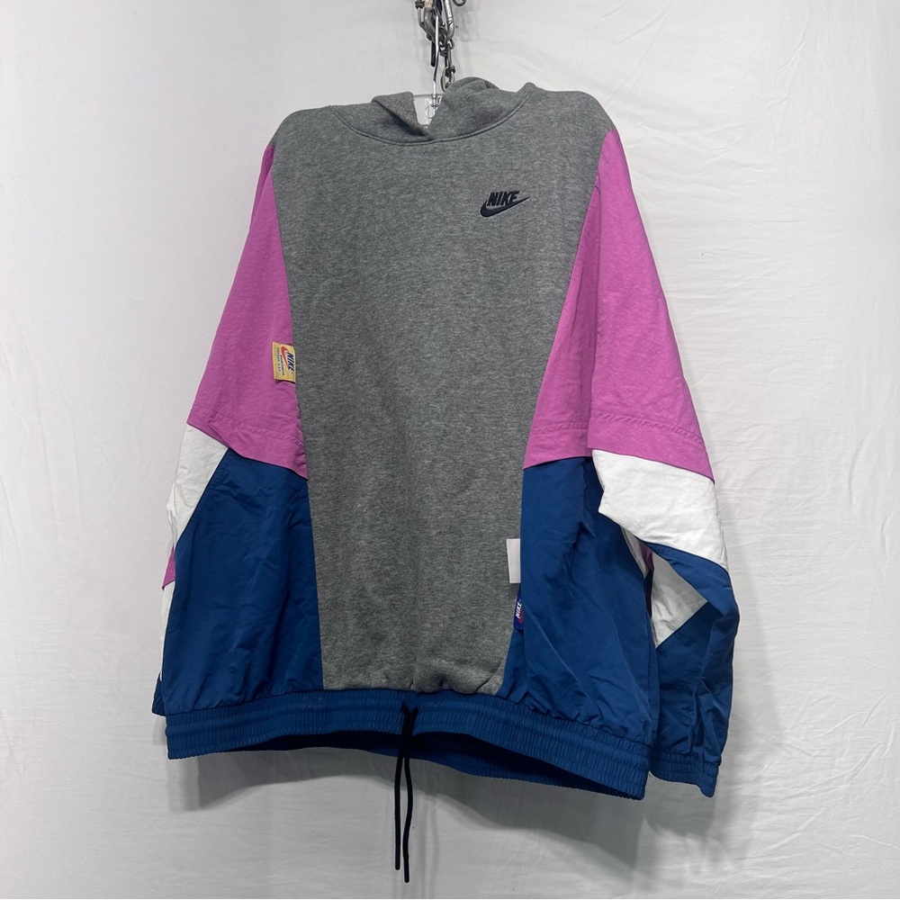 Vintage Nike (grey/pink/blue) Colorblock Hoodie Spell out Size Small